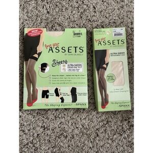 Spanx Stockings Love Your Assets Ultra Sheer Shaping Kit Nude AND Replacement